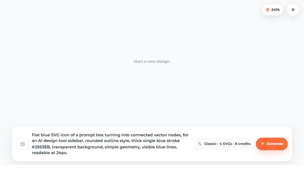 SVG AI prompt composer with a text-to-SVG icon-set prompt
