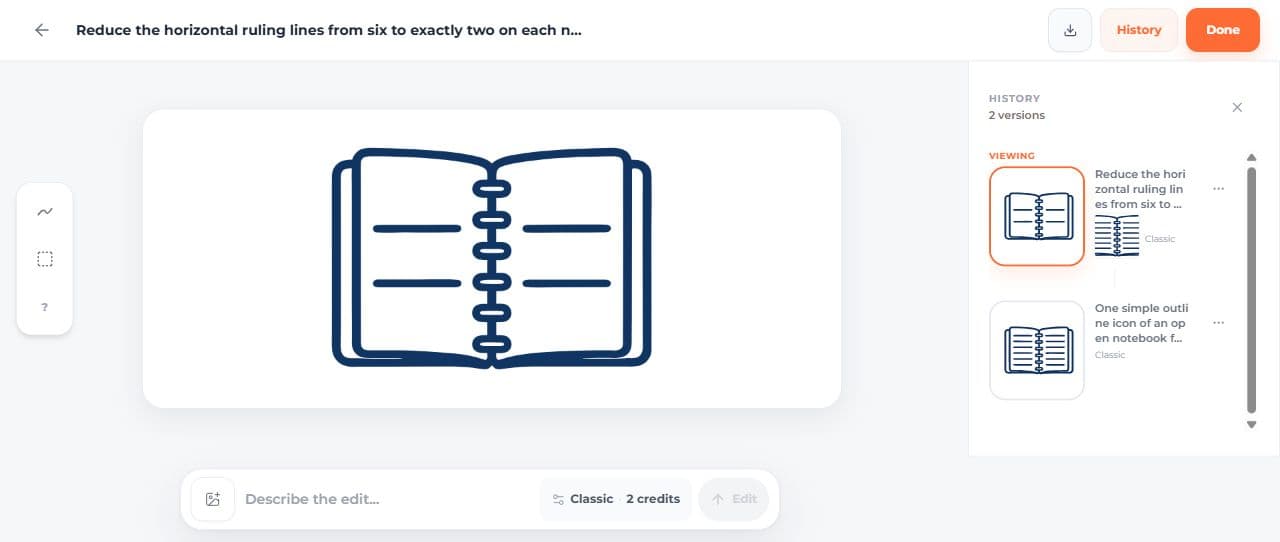 The notebook edit showing two ruling lines on each page