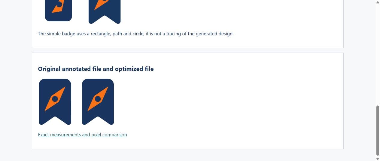 The prepared input and optimized output rendered beside each other
