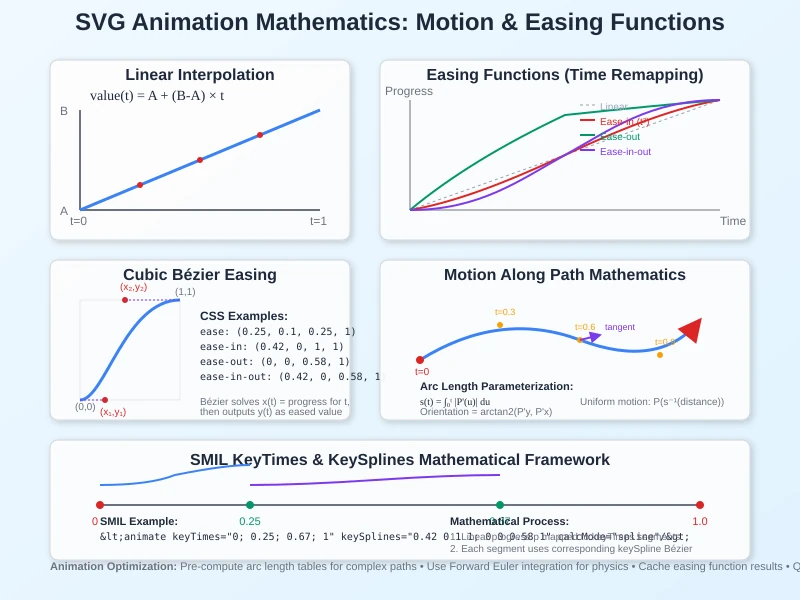 SVG animation easing functions and motion path mathematical curves visualization